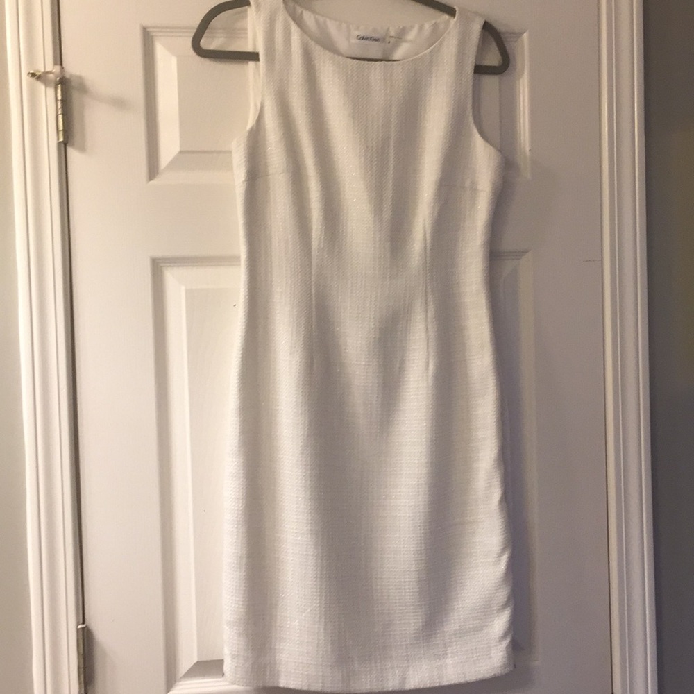 Calvin Klein white tweed dress